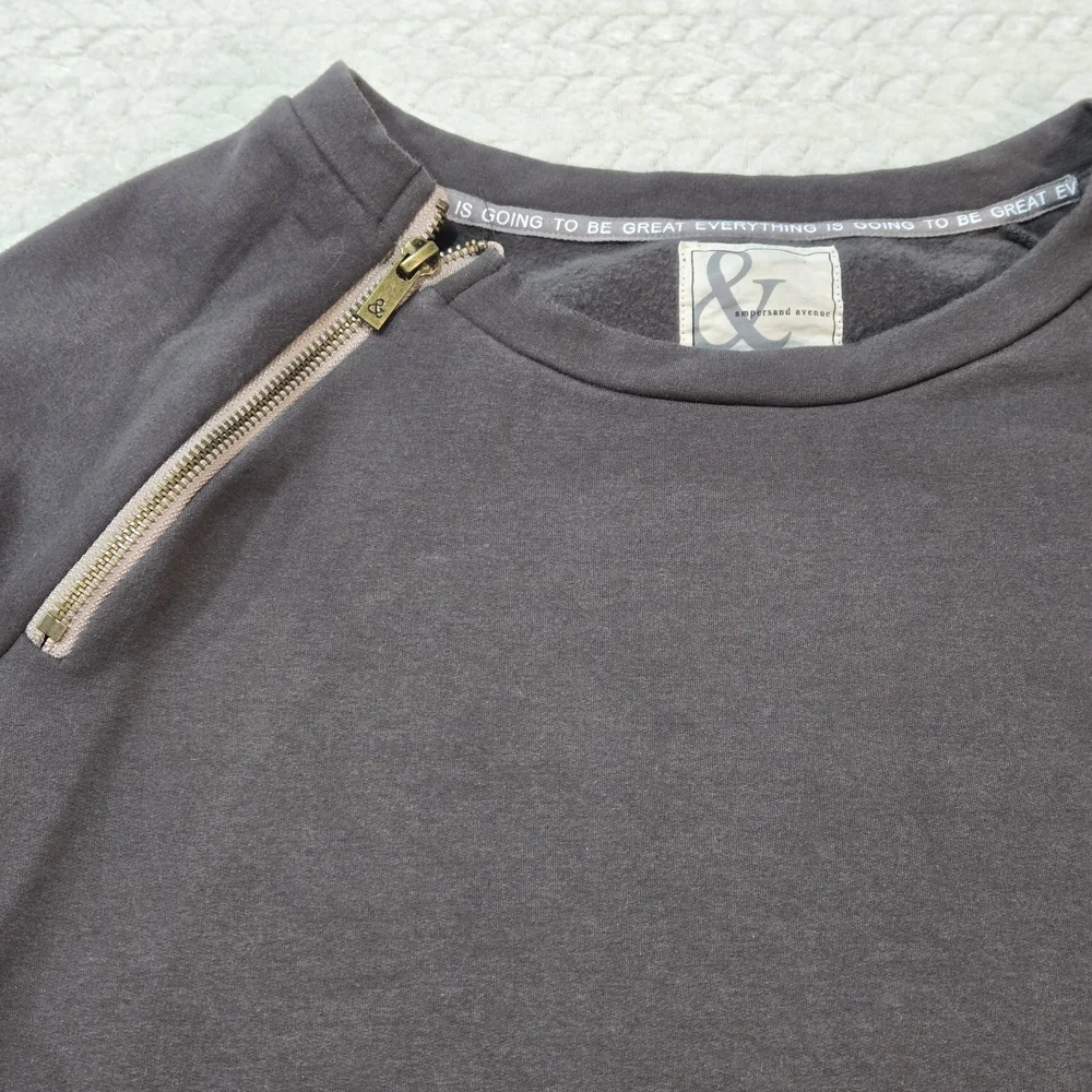 Ampersand Avenue Womens Size Large Side Zip Pullover Charcoal & Dusty Mauve - Picture 2 of 10